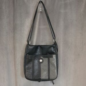 Classic Two-Tone Black and Gray Shoulder Bag Converts To Backpack